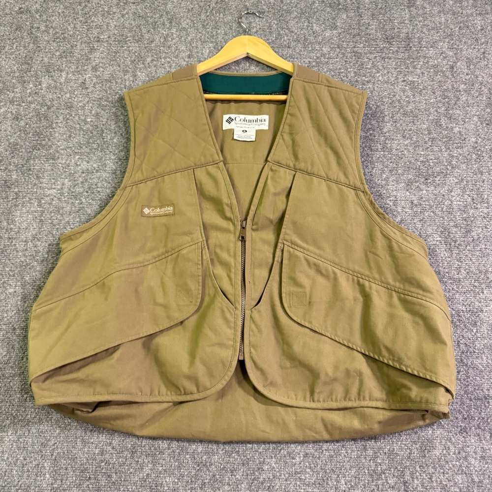 VTG Columbia Fishing Vest Mens XL 90s Beige Tan Y2K Sportswear Outdoor